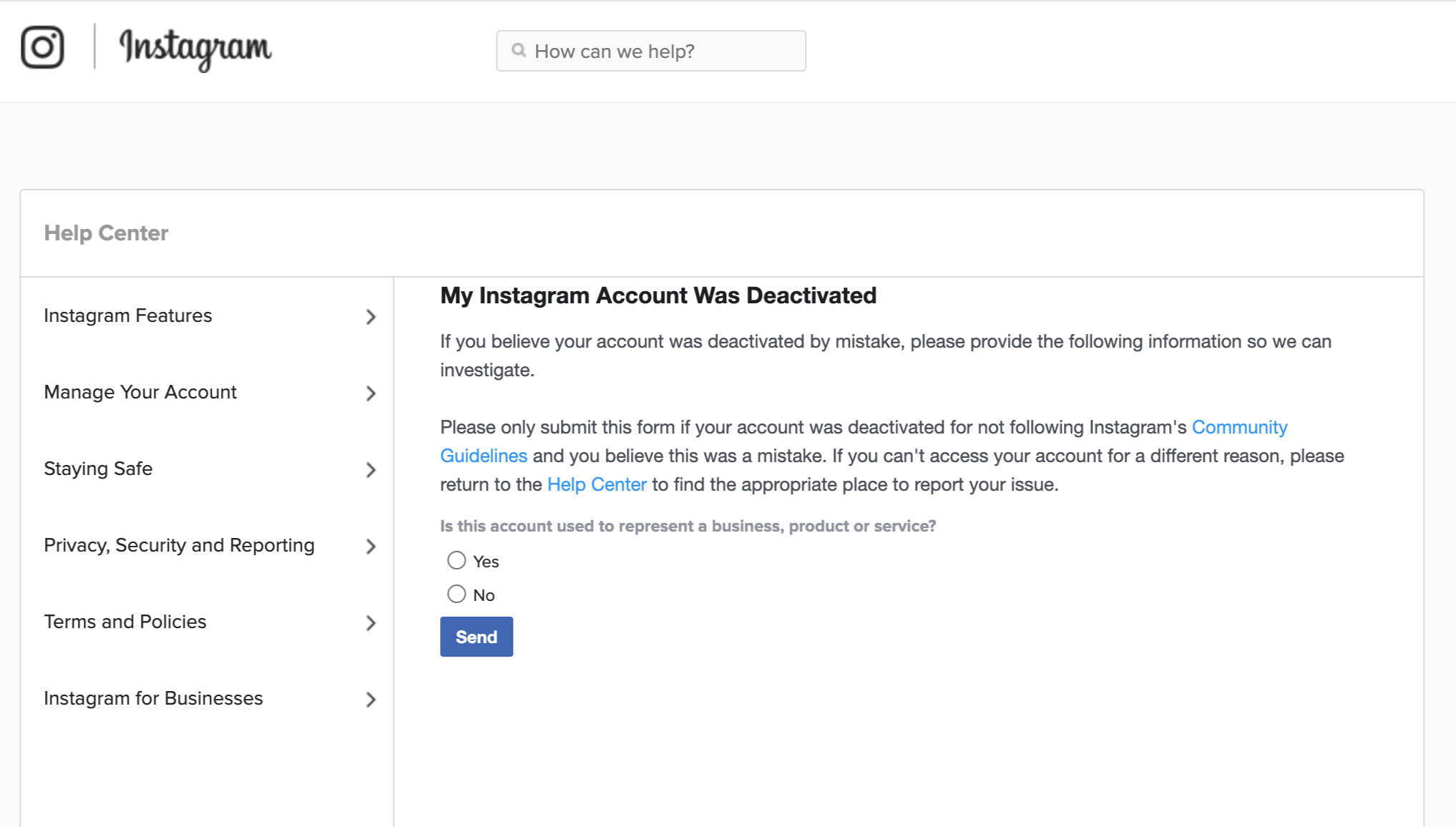 Instagram account was deactivated